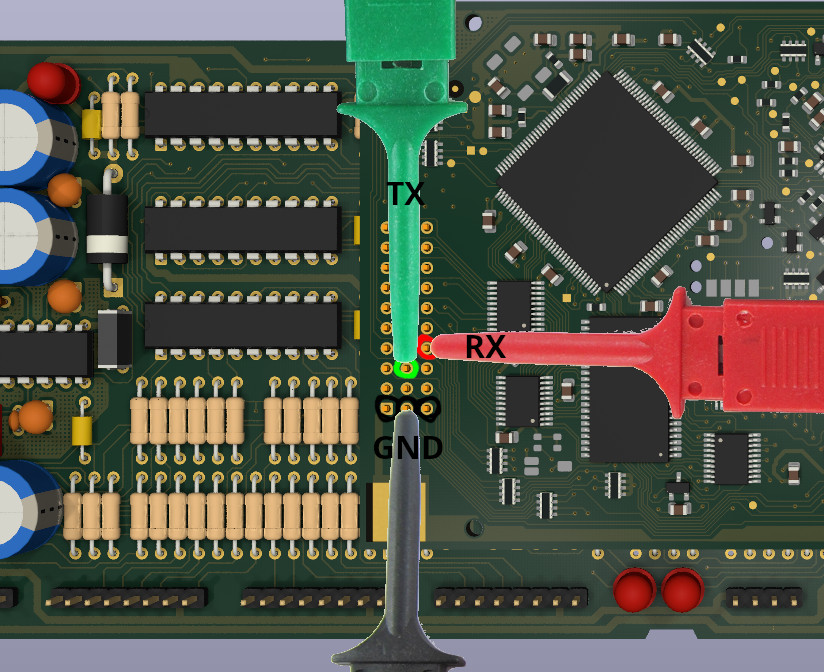 Pin c7 TX und Pin b8 RX